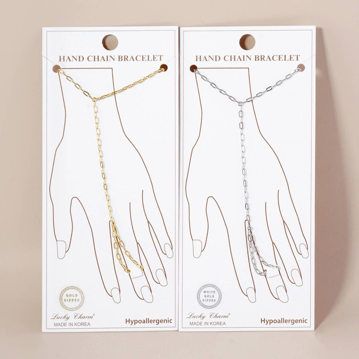 4mm Link-Chain 18K-Gold-Dipped Brass Hand-Chain Bracelet
