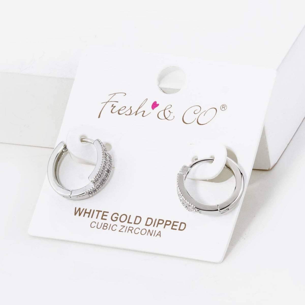 DOUBLE LINE MICRO PAVE SET CUBIC ZIRCONIA 15MM HUGGIE HOOP