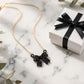 Enamel Crystal Bow Pendant Necklace – Pavé Bow on Chain