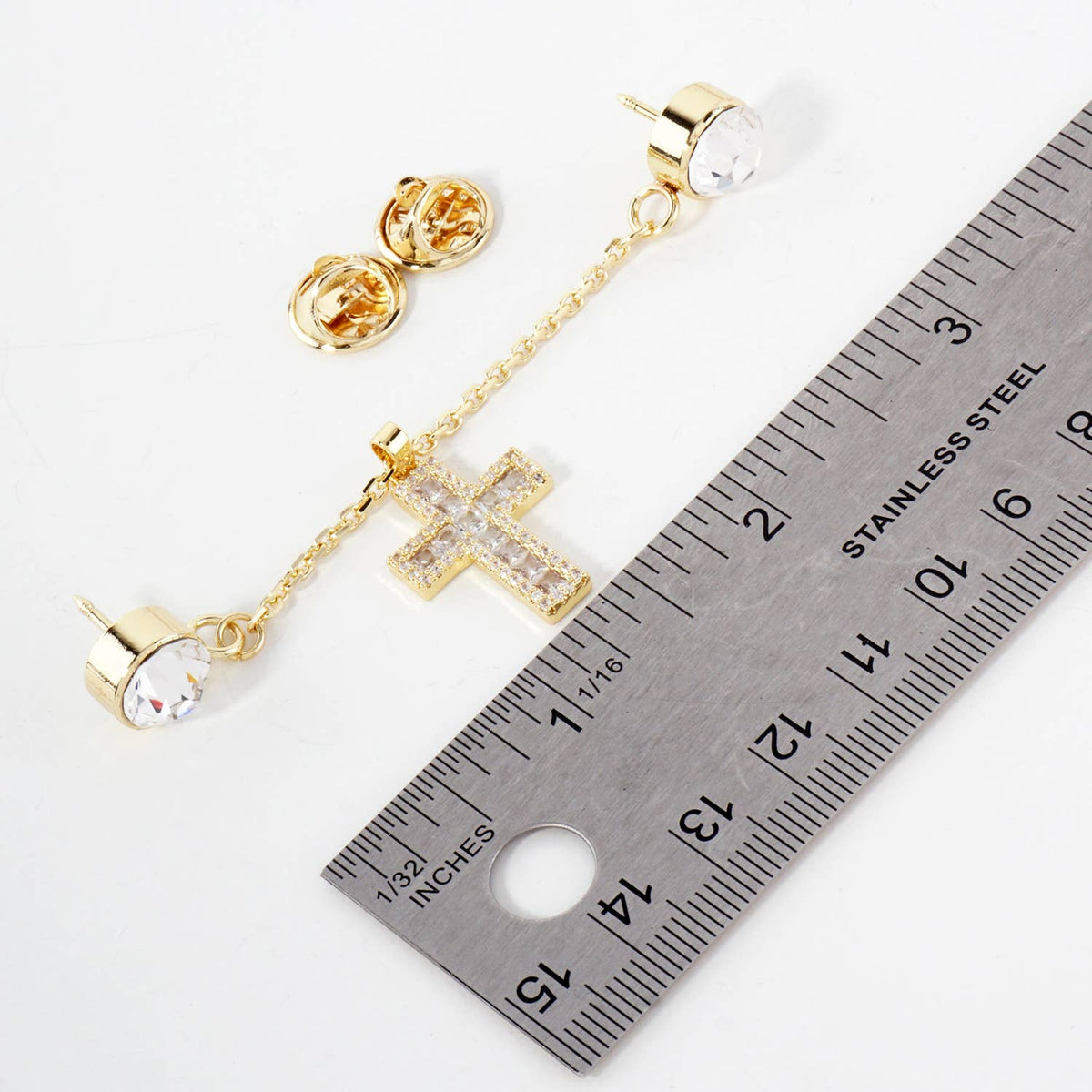 Cubic Zirconia Cross "Cap & Pin" Hat Chain Accessory