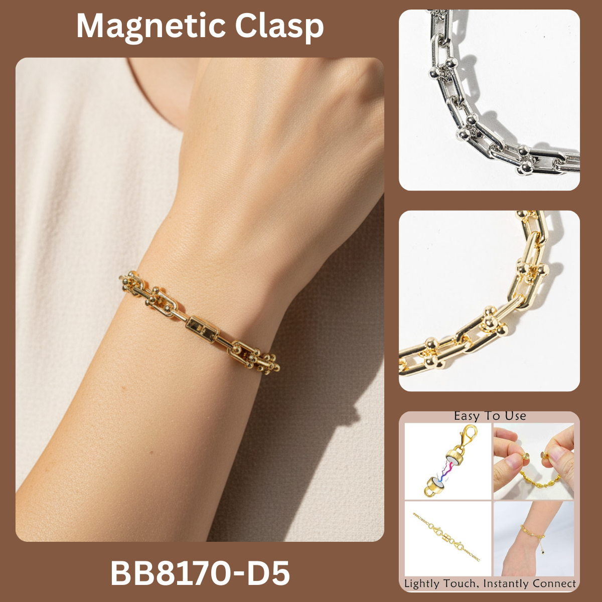 Modern U-Link Bracelet with Magnetic Closure