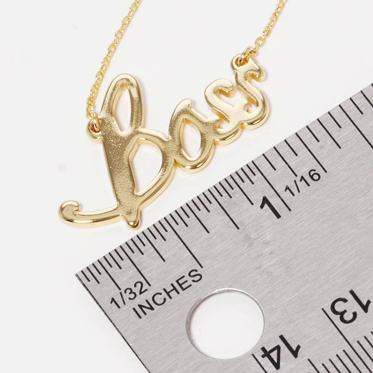 Gold Plated Bold Boss Cursive Necklace