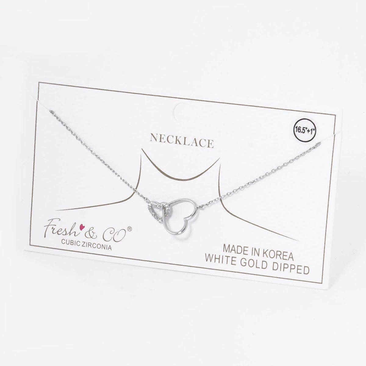 Two Interlocking Hearts Pendant Necklace / 18K Gold Dipped