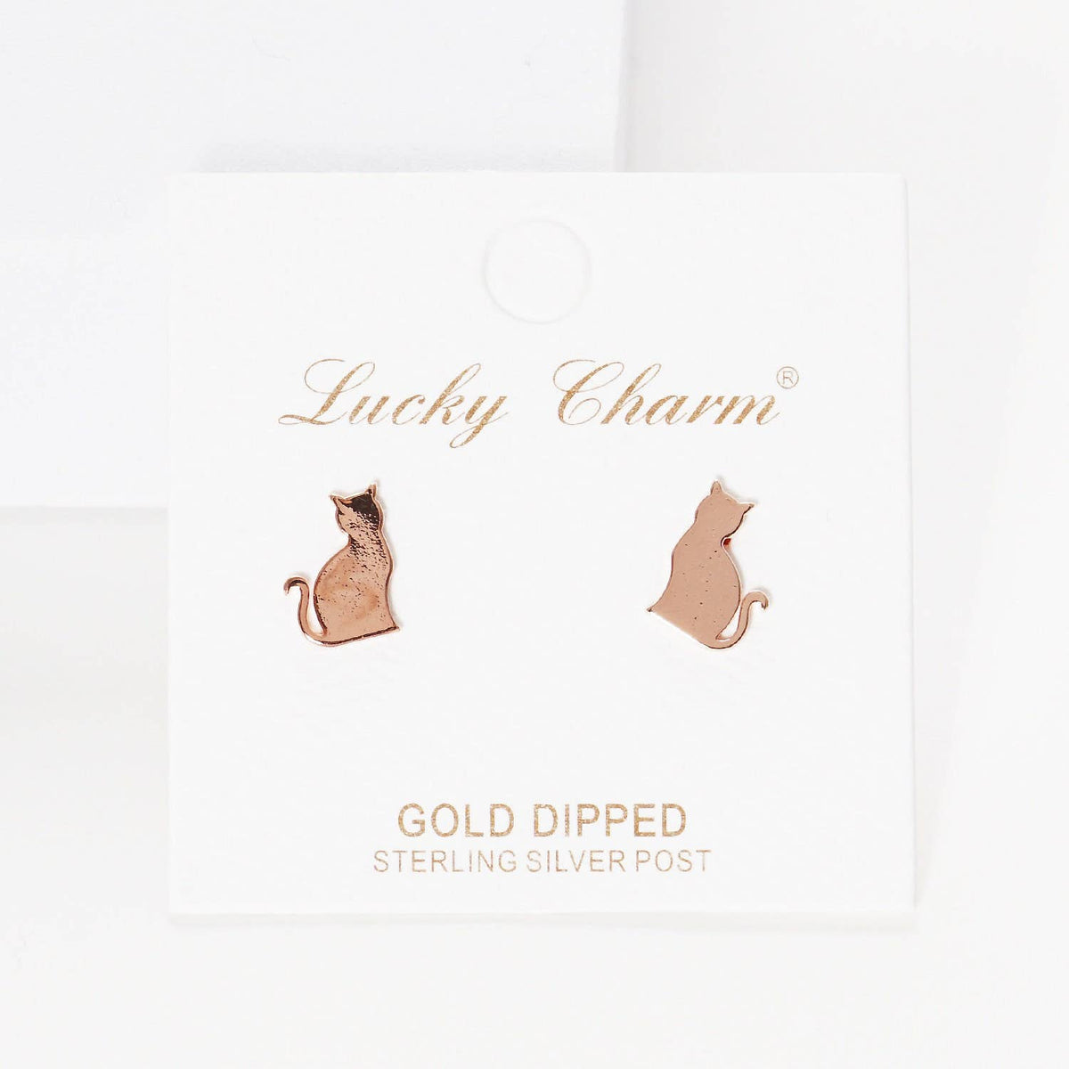 Gold Plated Cat Stud Earrings