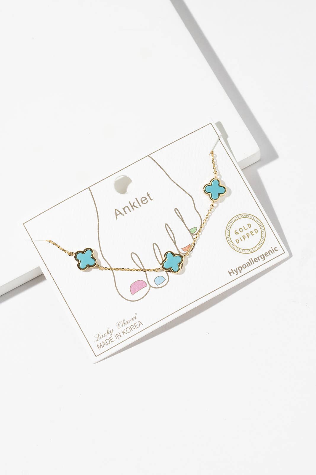 Lucky Charm Four-Leaf Clover Station Anklet - Multiple Color