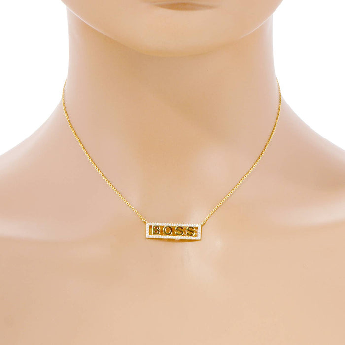 Gold Plated Boss Bar Necklace