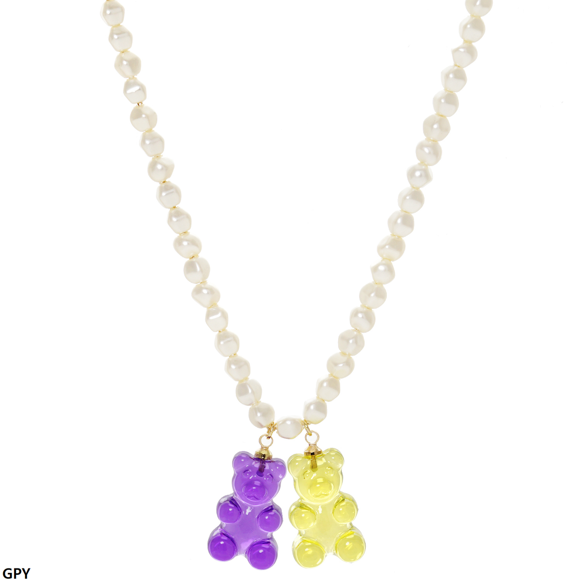 Multicolor Beaded Gummy Bear Pearl Necklace
