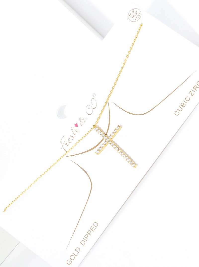 Gold Cubic Filled Cross Necklace