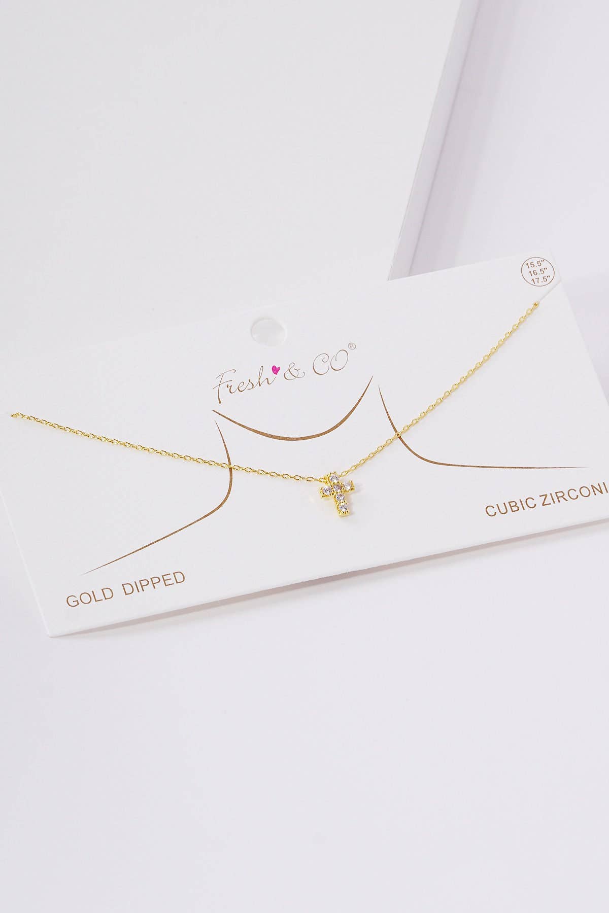 Gold Square-Set Cross Necklace