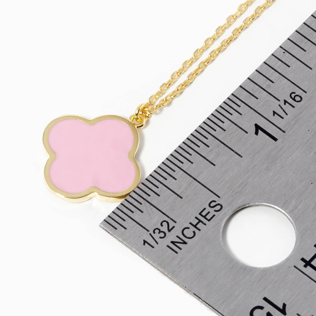 Minimalist Pink Clover Pendant Necklace