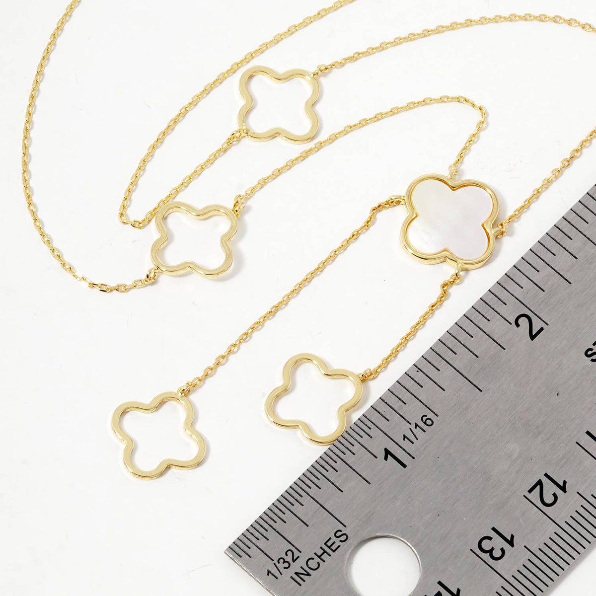 Minimalist Clover Y-Necklace with Dangle Charms
