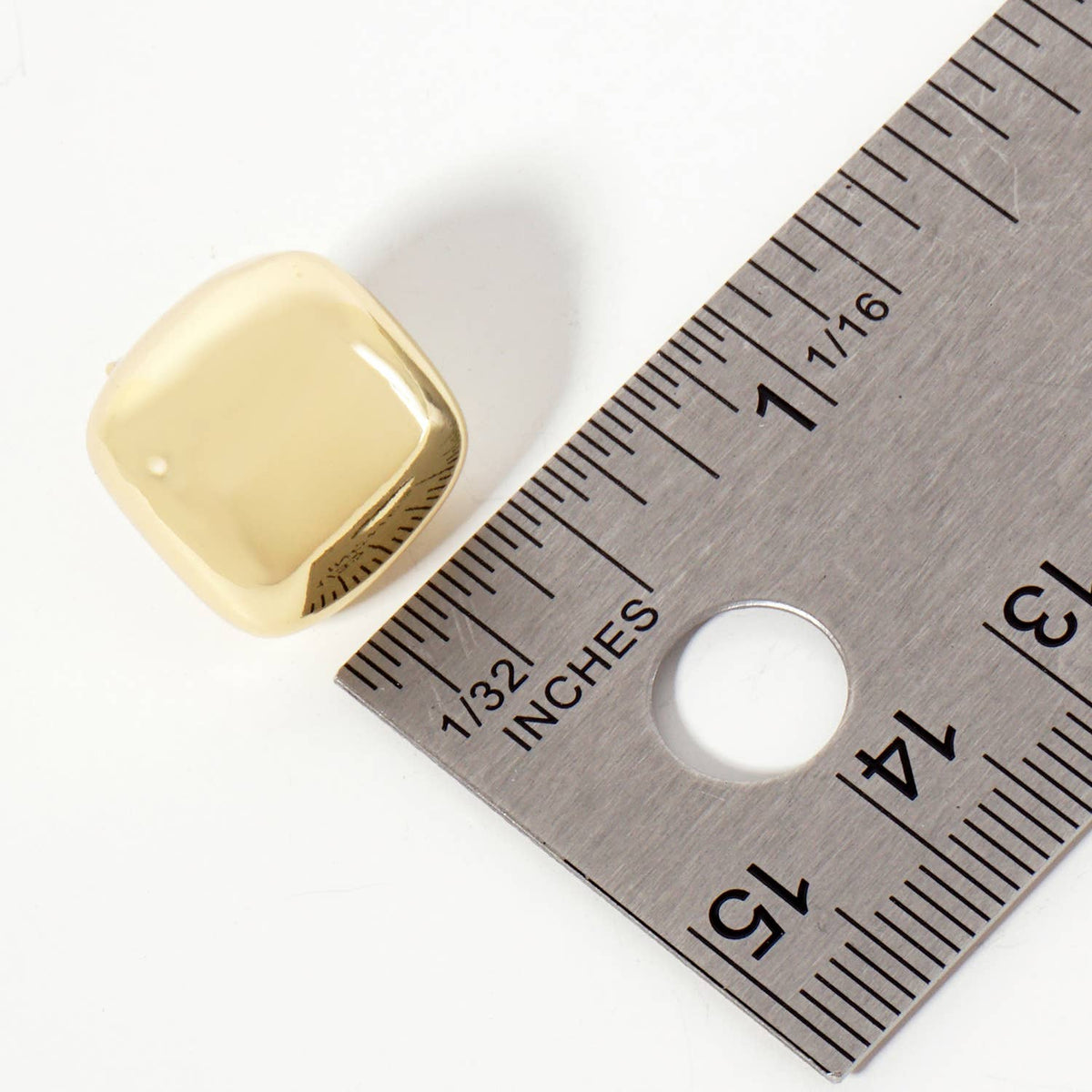 Polished Brass 16mm Square-Shaped Stud Earrings