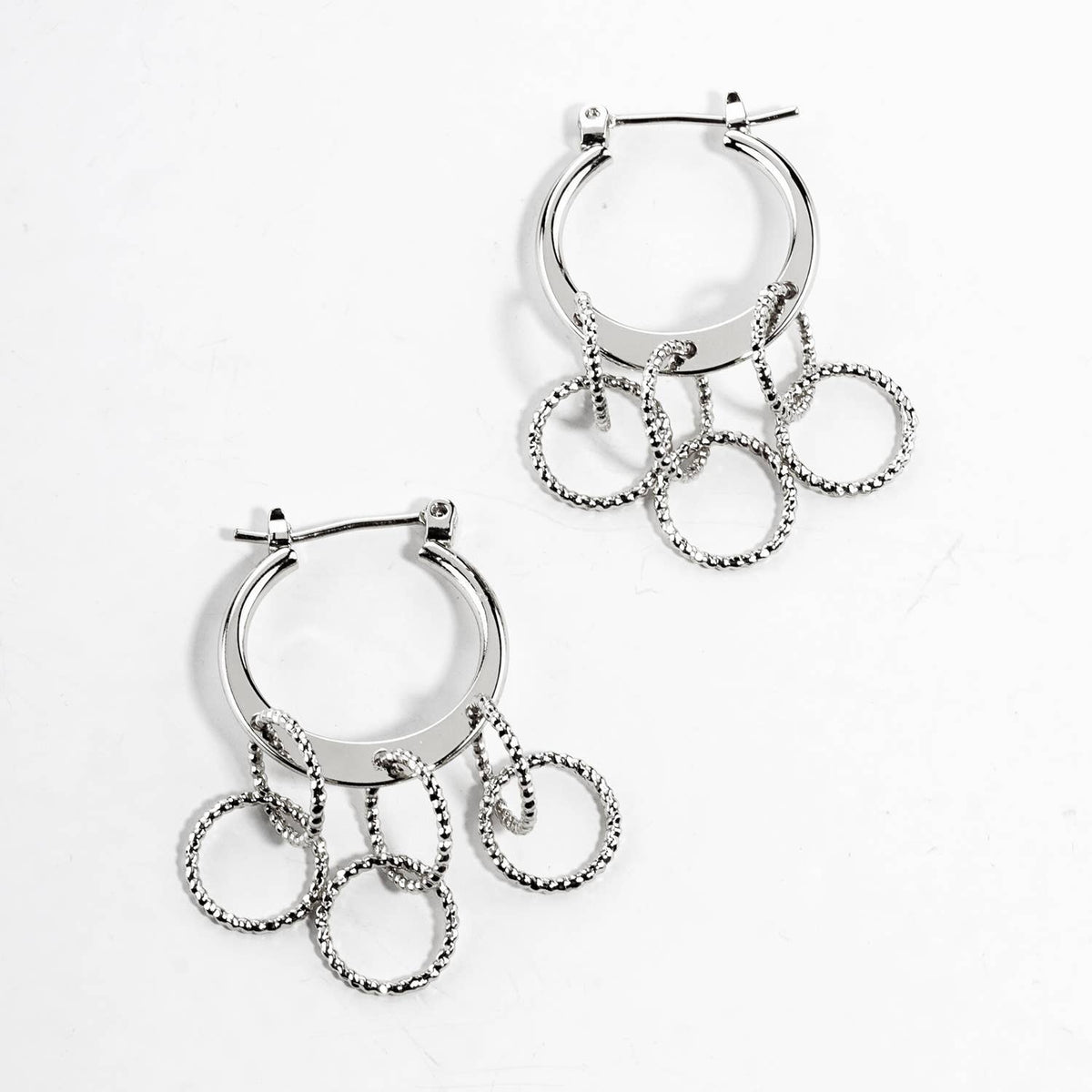 Multi-Ring Charm Huggie Hoop Earrings