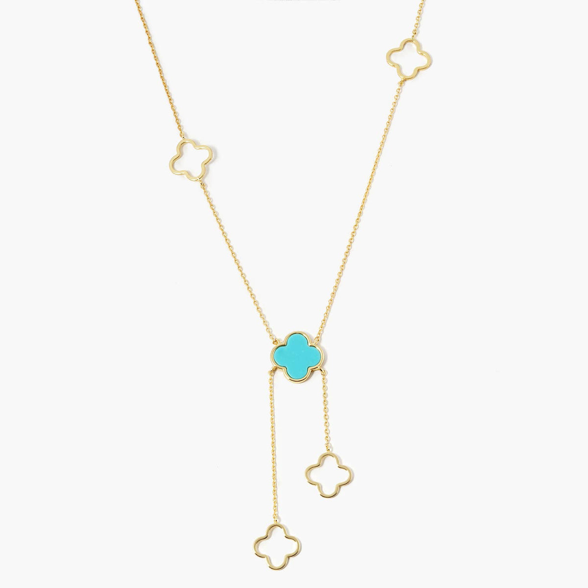 Minimalist Clover Y-Necklace with Dangle Charms