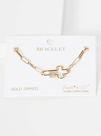 Minimalist Cross Carabiner Chain Bracelet
