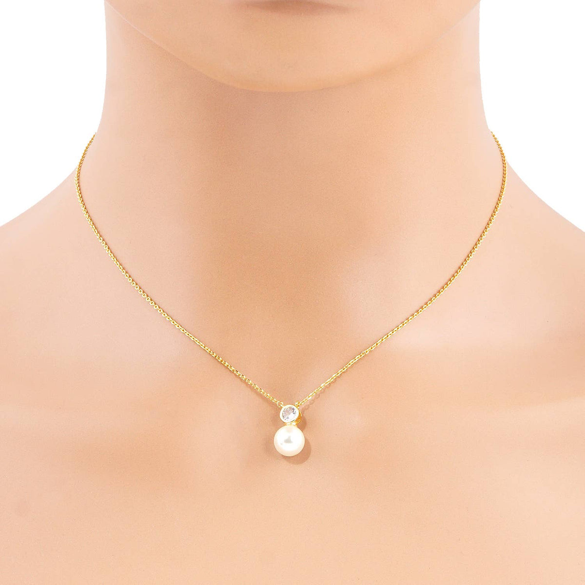 Luminous Solitaire Pearl & CZ Drop Necklace
