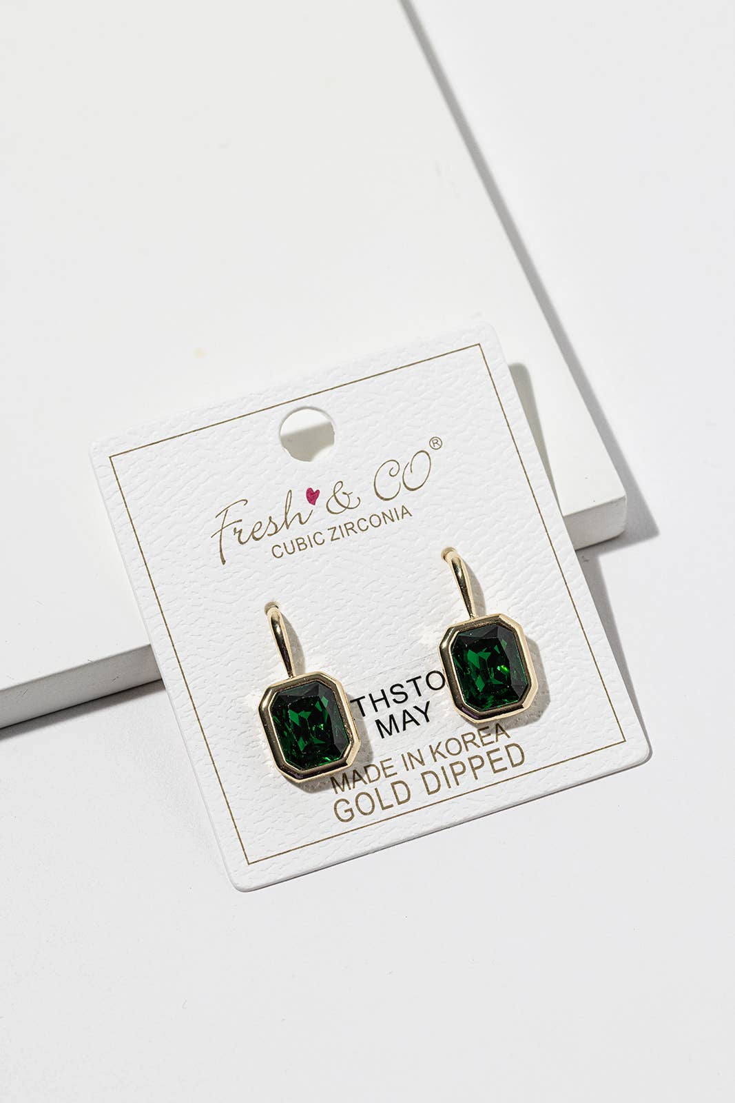 Birthstone Dangle Earrings – Gold-Dipped Octagon Cubic