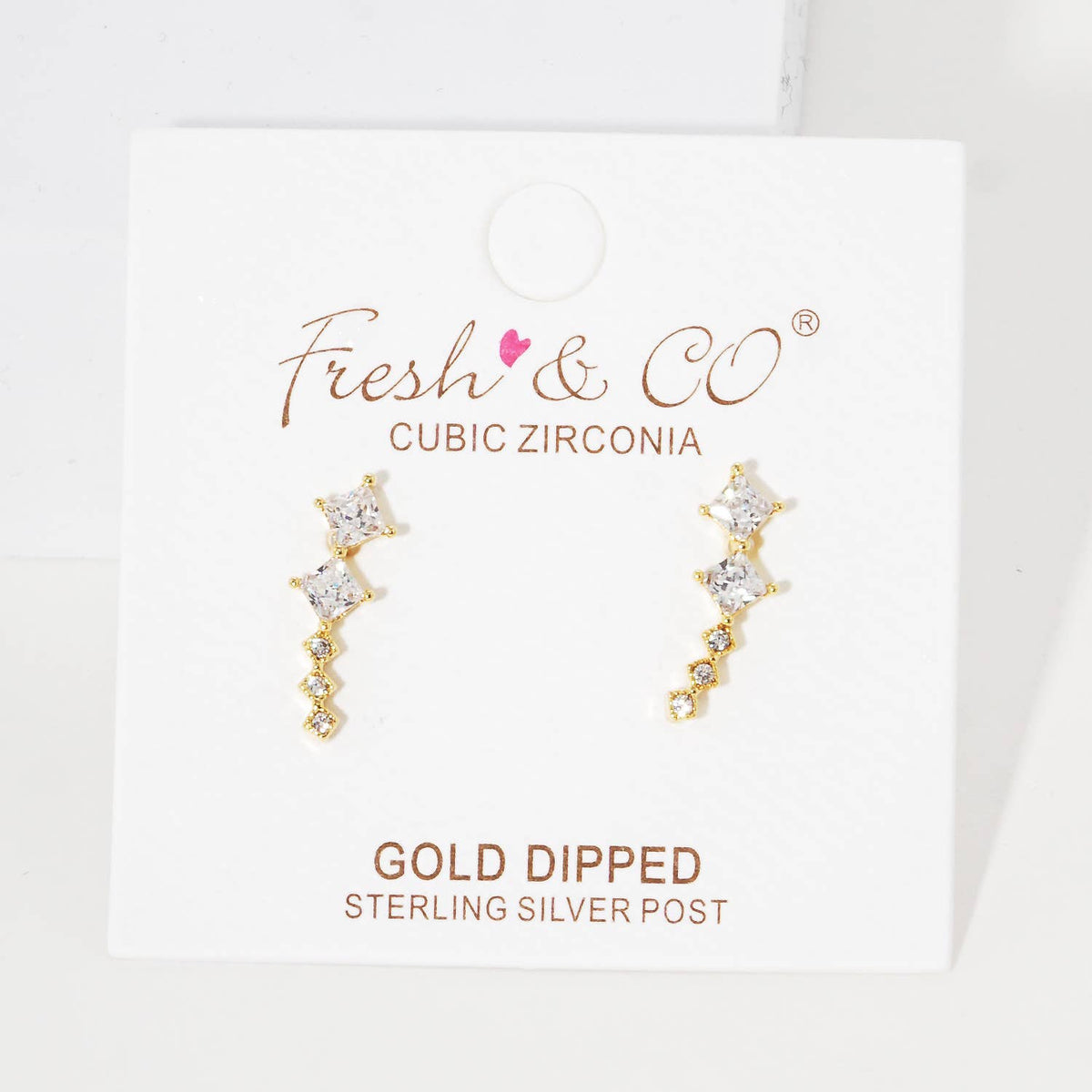 Geometric Cubic Zirconia Ear Crawlers