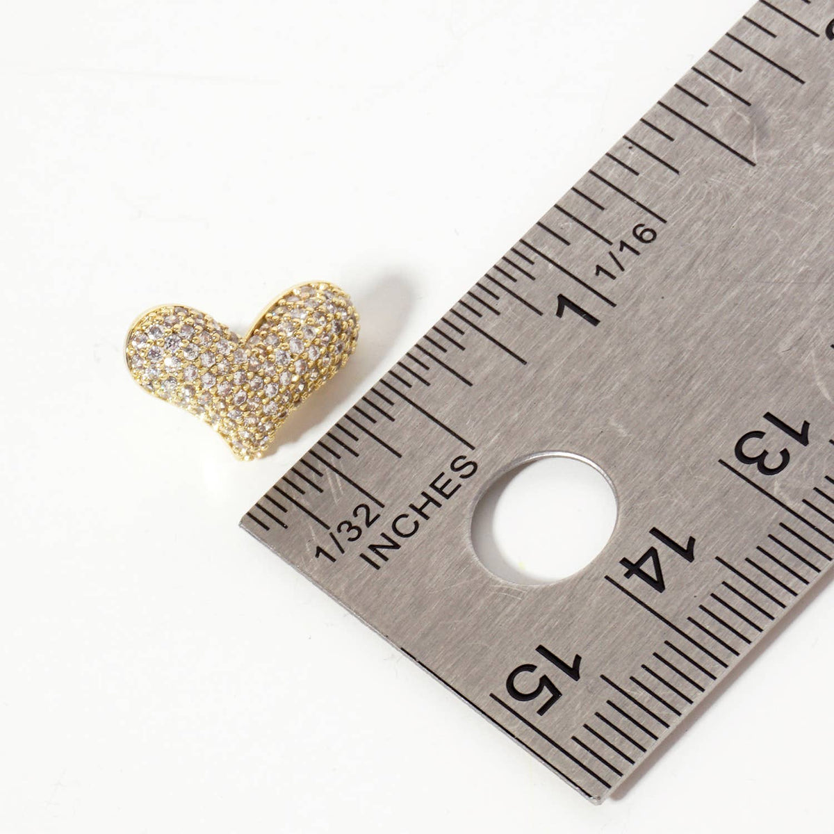 Micro-Pave-Set CZ Puffy Heart Stud Earrings