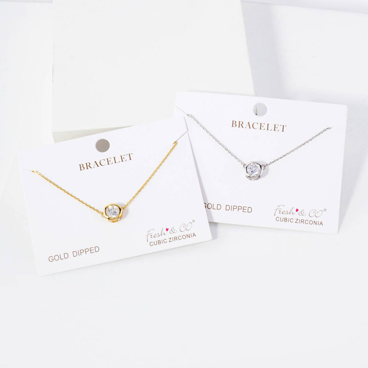 7mm CZ-Stone 18K-Gold-Dipped Chain Bracelet
