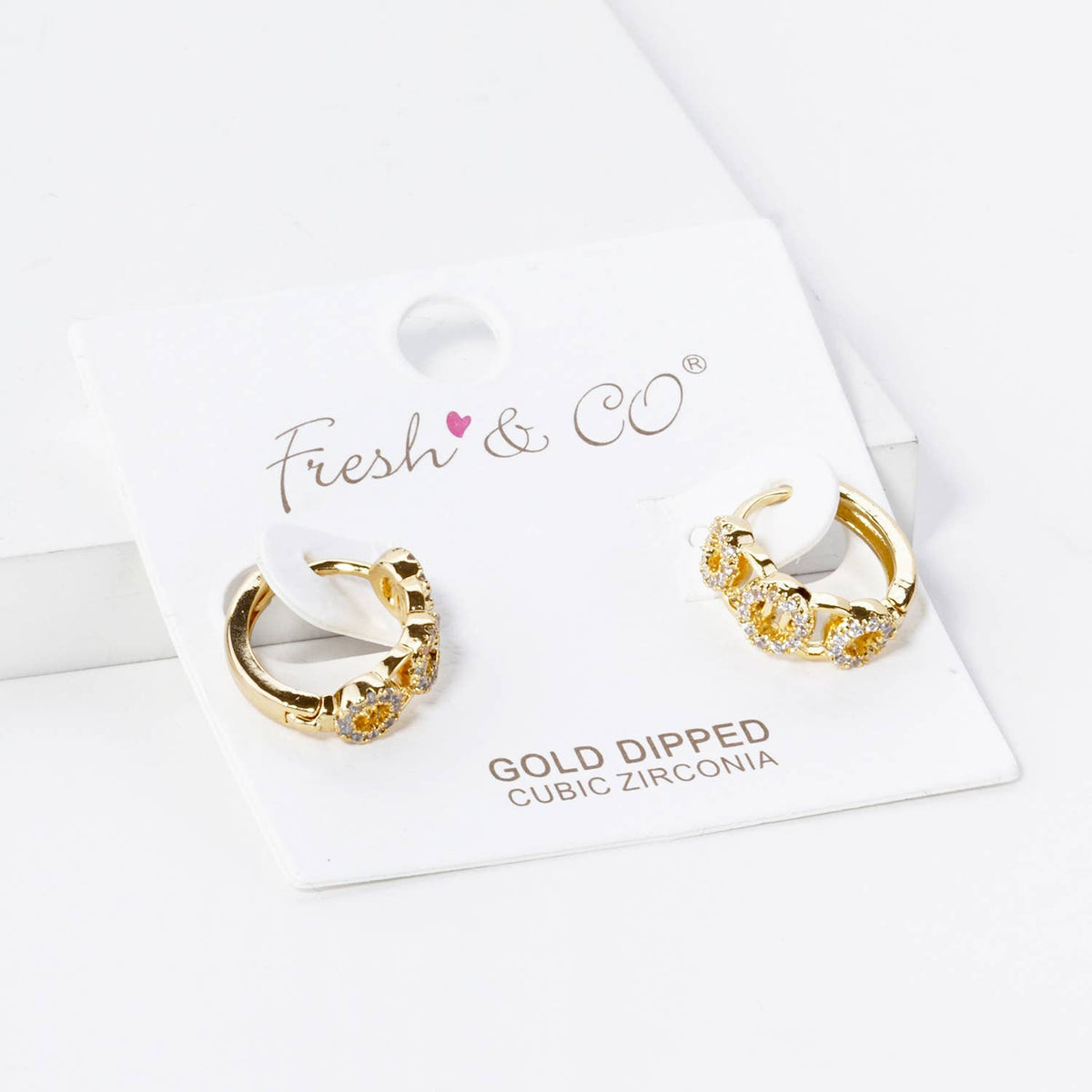 CUBIC ZIRCONIA MULTI CIRCLE 13MM HUGGIE HOOP EARRINGS