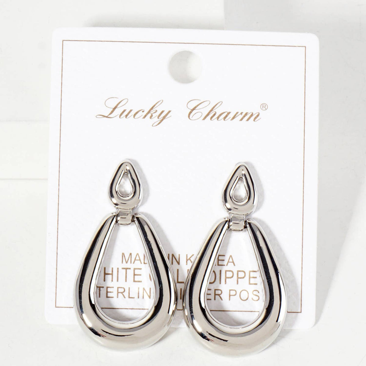 Polished Brass Cutout Double Teardrop Dangle Earrings