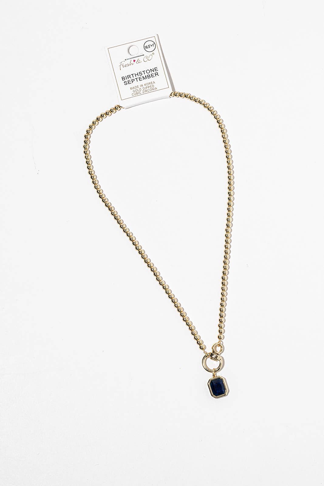 Birthstone Pendant Necklace – Gold-Dipped Ball Chain