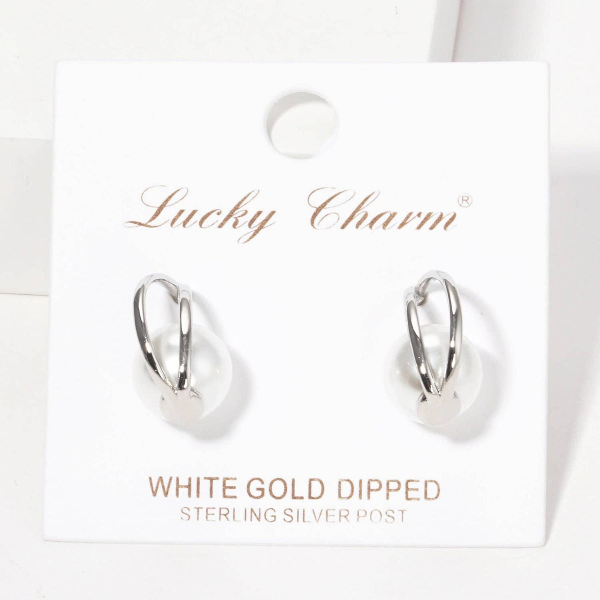 Gold Freshwater Pearl Moon Stud Earrings