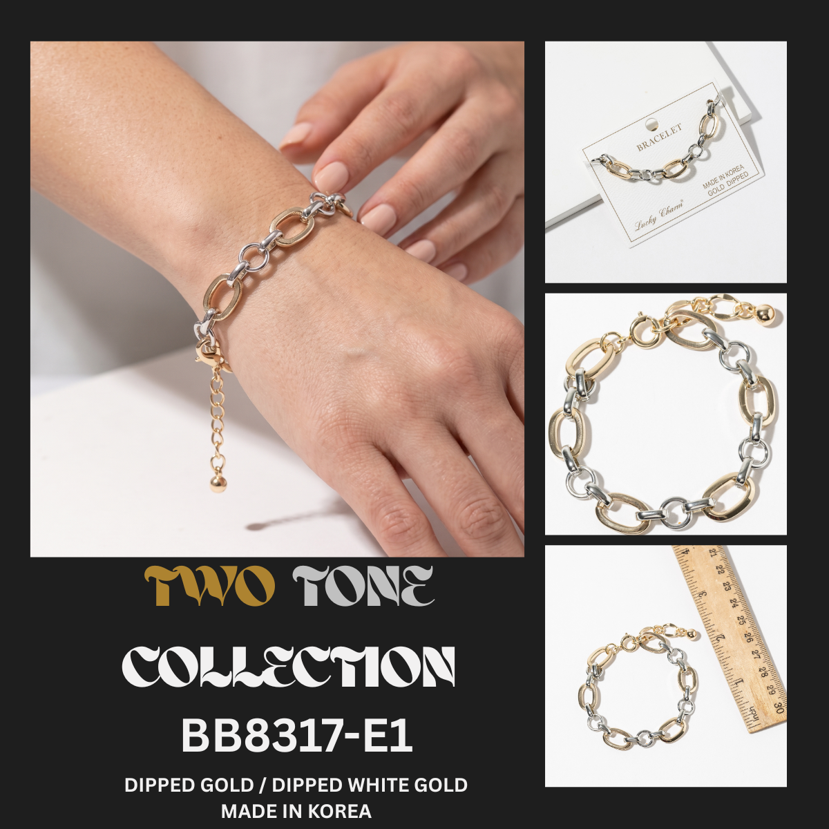 Two-Tone Interlocking Link Bracelet