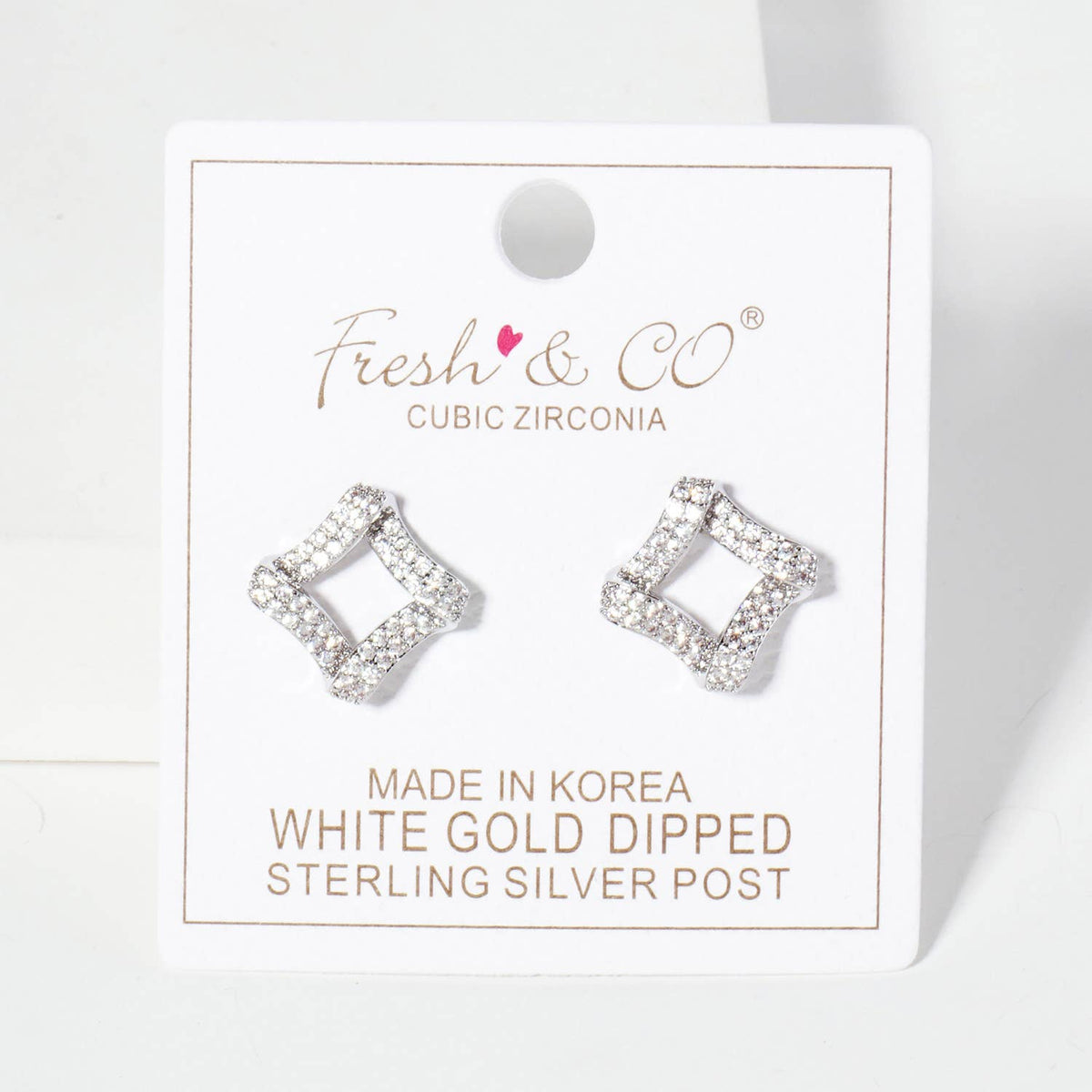 Pave-Set Rhombus-Shaped 16mm 18K-Gold-Dipped Stud Earrings