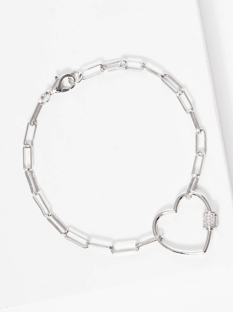 Minimalist Heart Carabiner Chain Bracelet