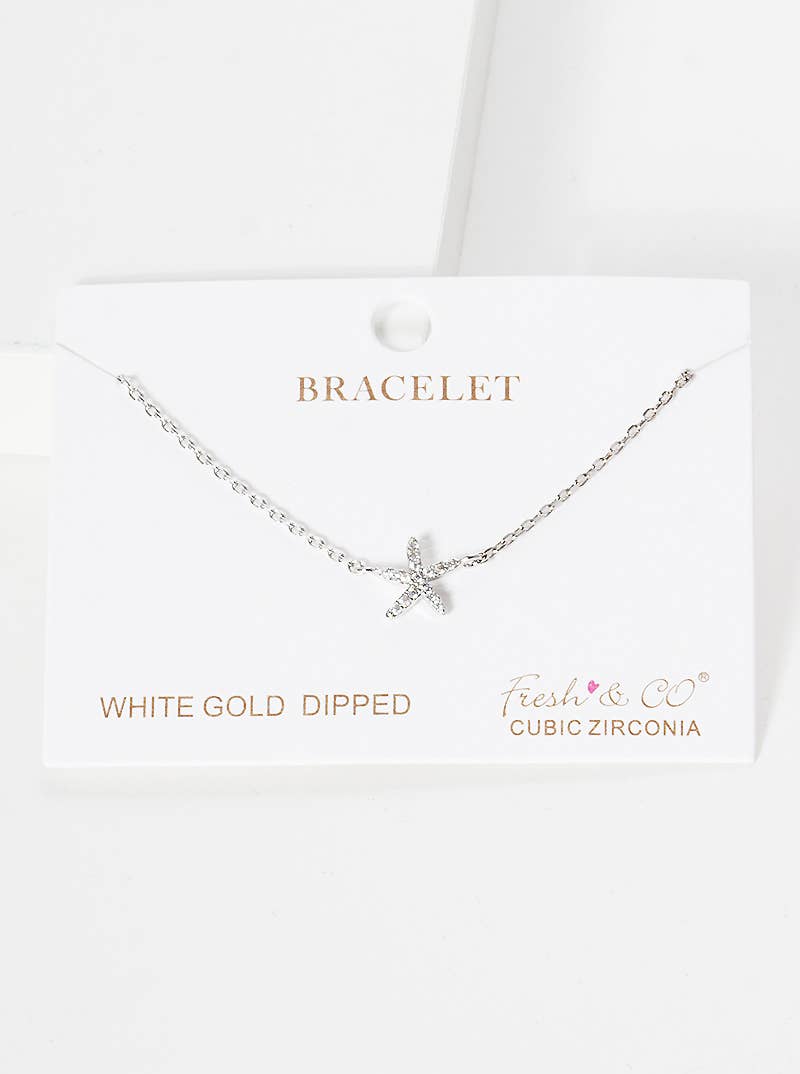Dainty Pavé Starfish Charm Bracelet