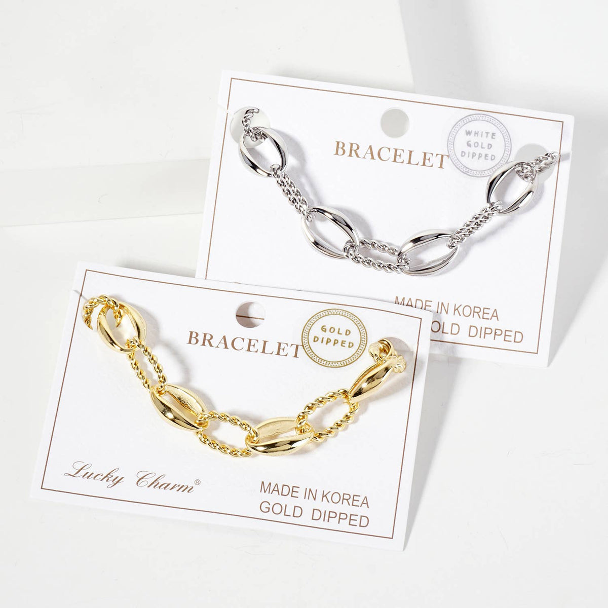 Polished Brass 15mm Twisted Chain and Oval Link Bracelet