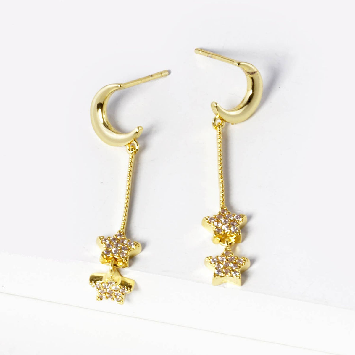 Celestial Moon & Dainty Star Drop Earrings