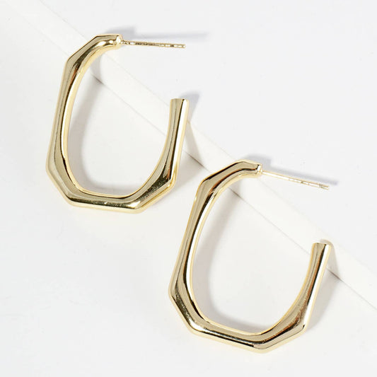 25MM OCTAGON HOOP EARRINGS / 18K GOLD DIPPED