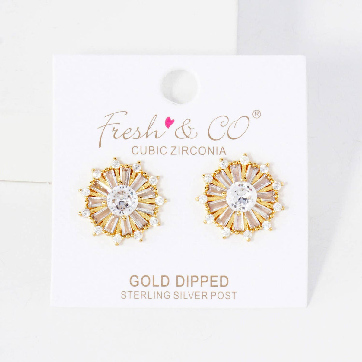 Round Stud Earrings with Various-Shaped CZ-Stones EARRING