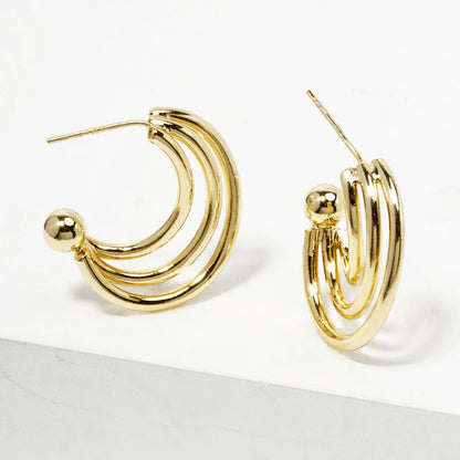 Triple Strand Hoop Earrings