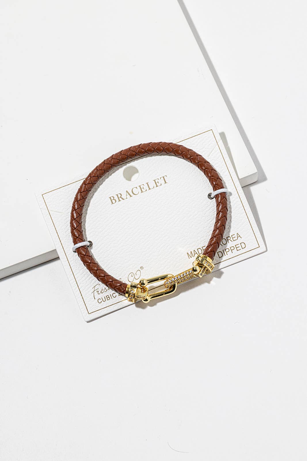 Braided Leather Horseshoe Bracelet