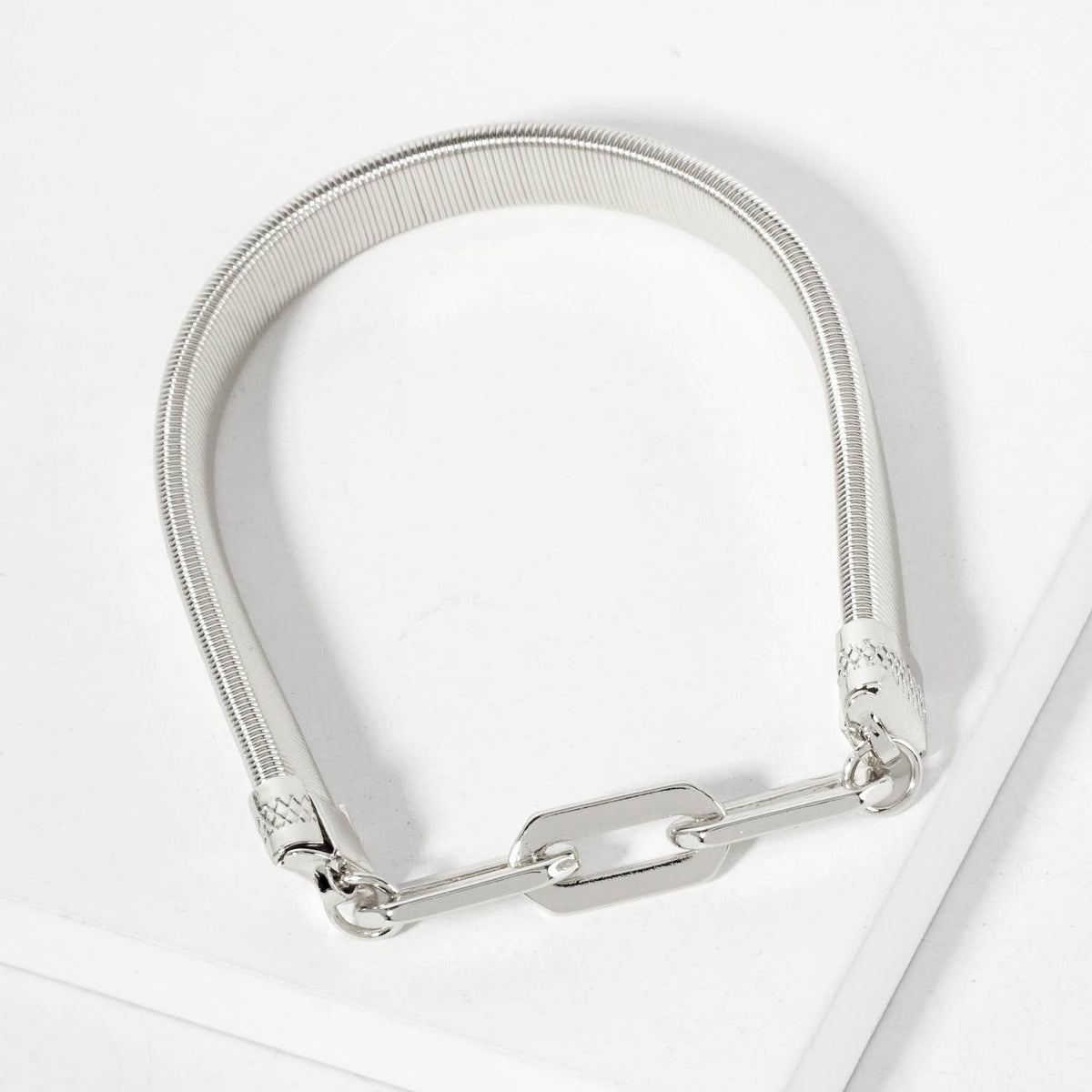 18K-Gold-Dipped Brass Omega Chain Stretch Bracelet