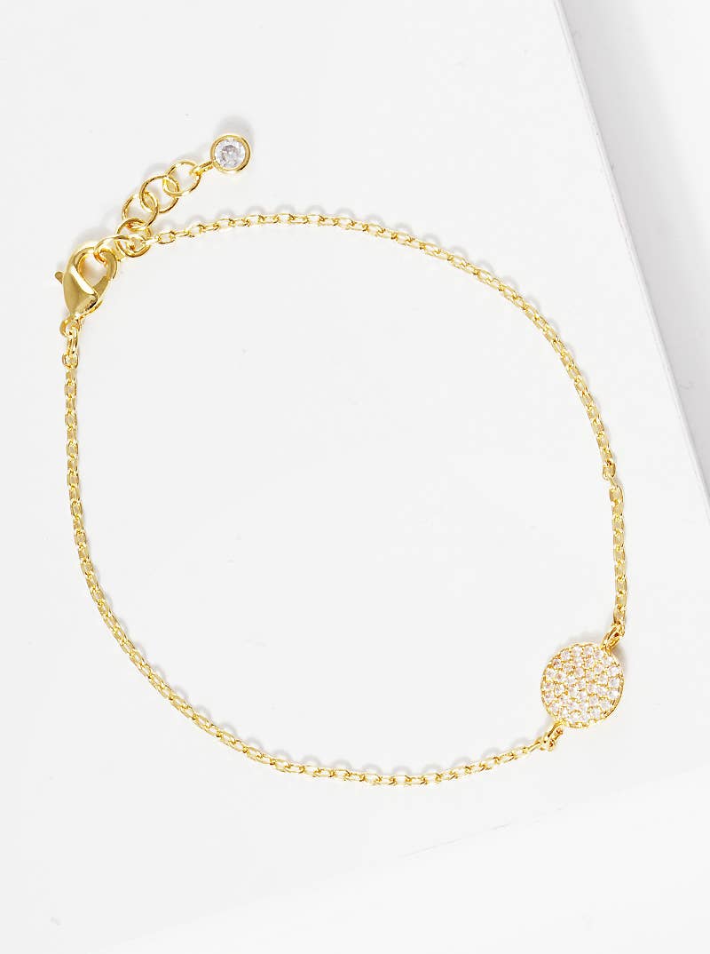 Minimalist Pavé Disc Charm Bracelet