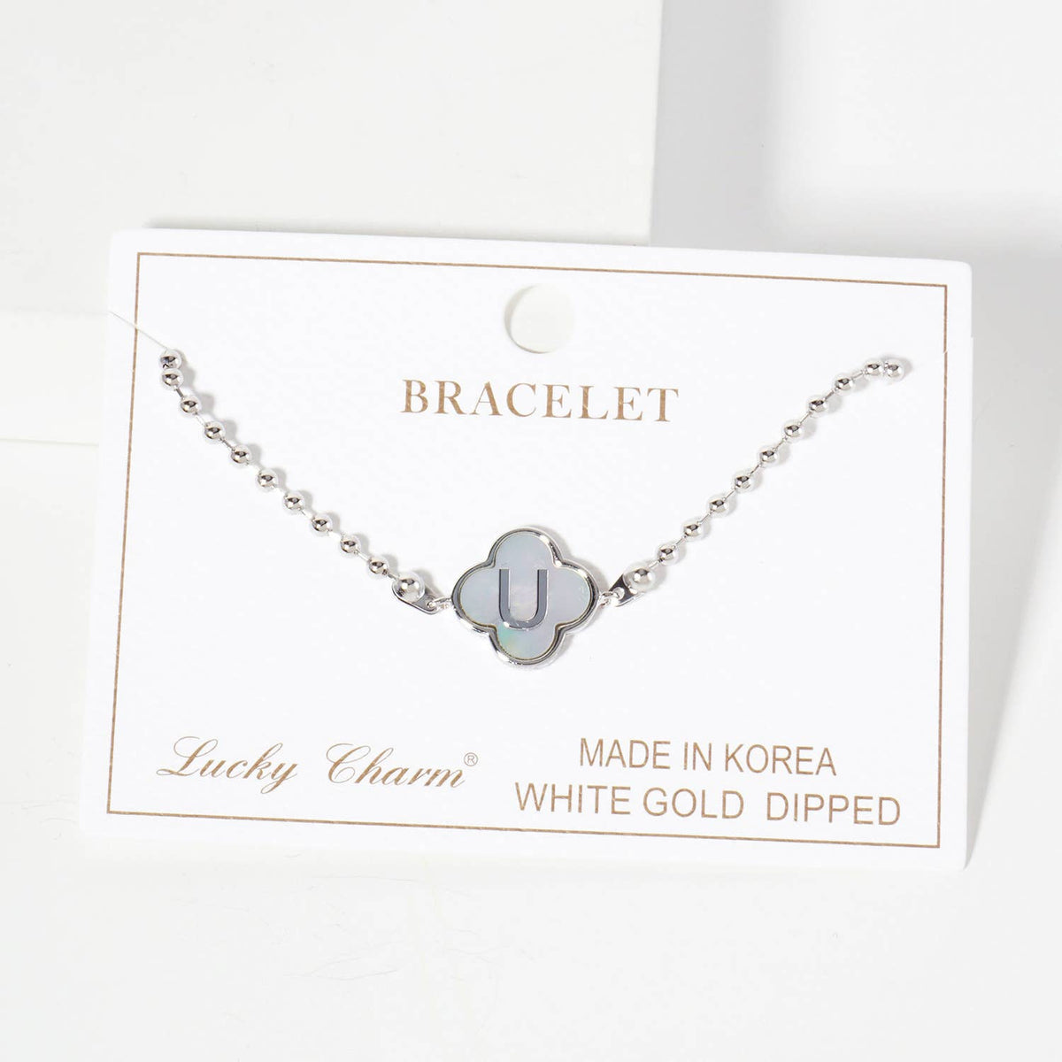 Dainty Gold Dipped Initial Clover Bracelet