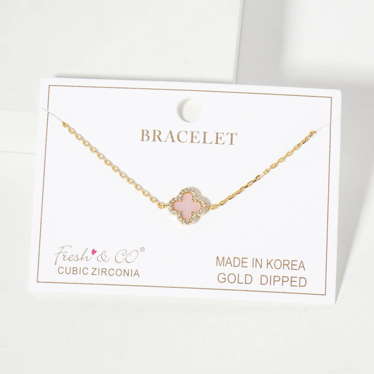 Pave-Set 11mm 18K-Gold-Dipped Brass Quatrefoil Bracelet
