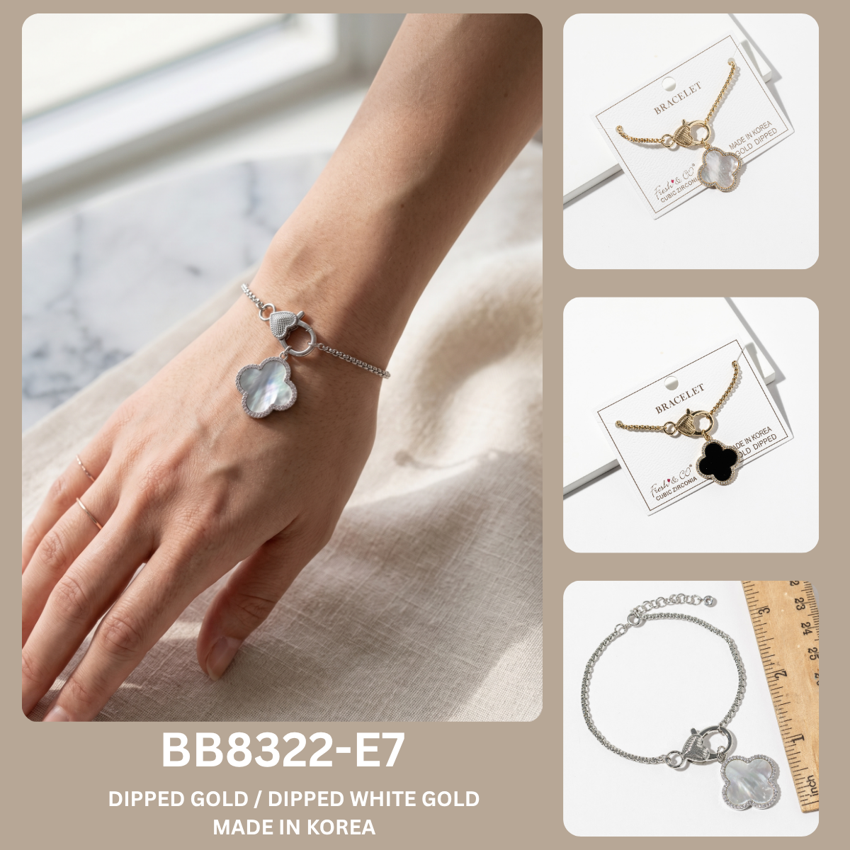 Minimalist Lucky Clover Bracelet with Heart Clasp