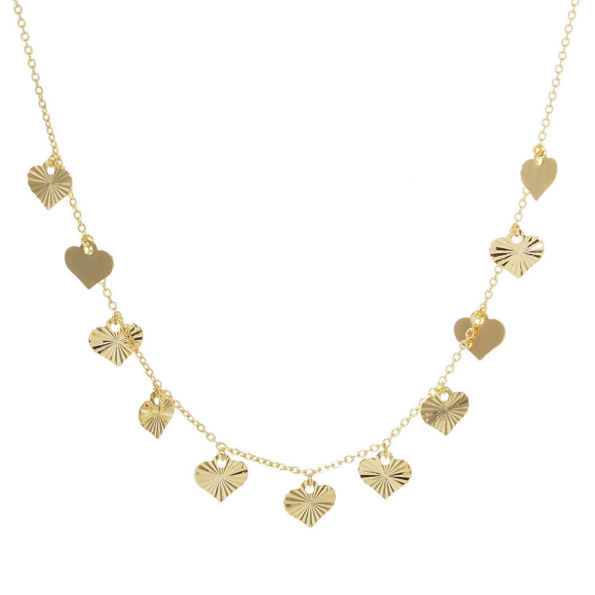 Gold Plated Chain w/ Dangling Hearts Necklace
