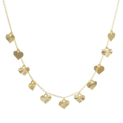 Gold Plated Chain w/ Dangling Hearts Necklace