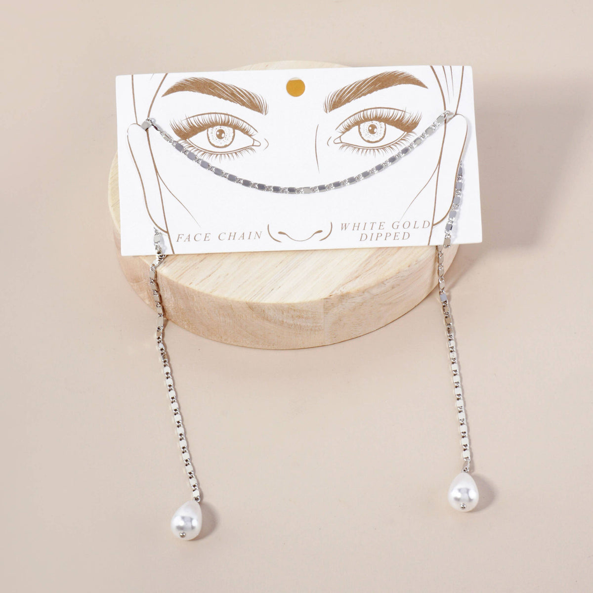 Teardrop Glass Pearl Drop 18K-Gold-Dipped Face-Chain