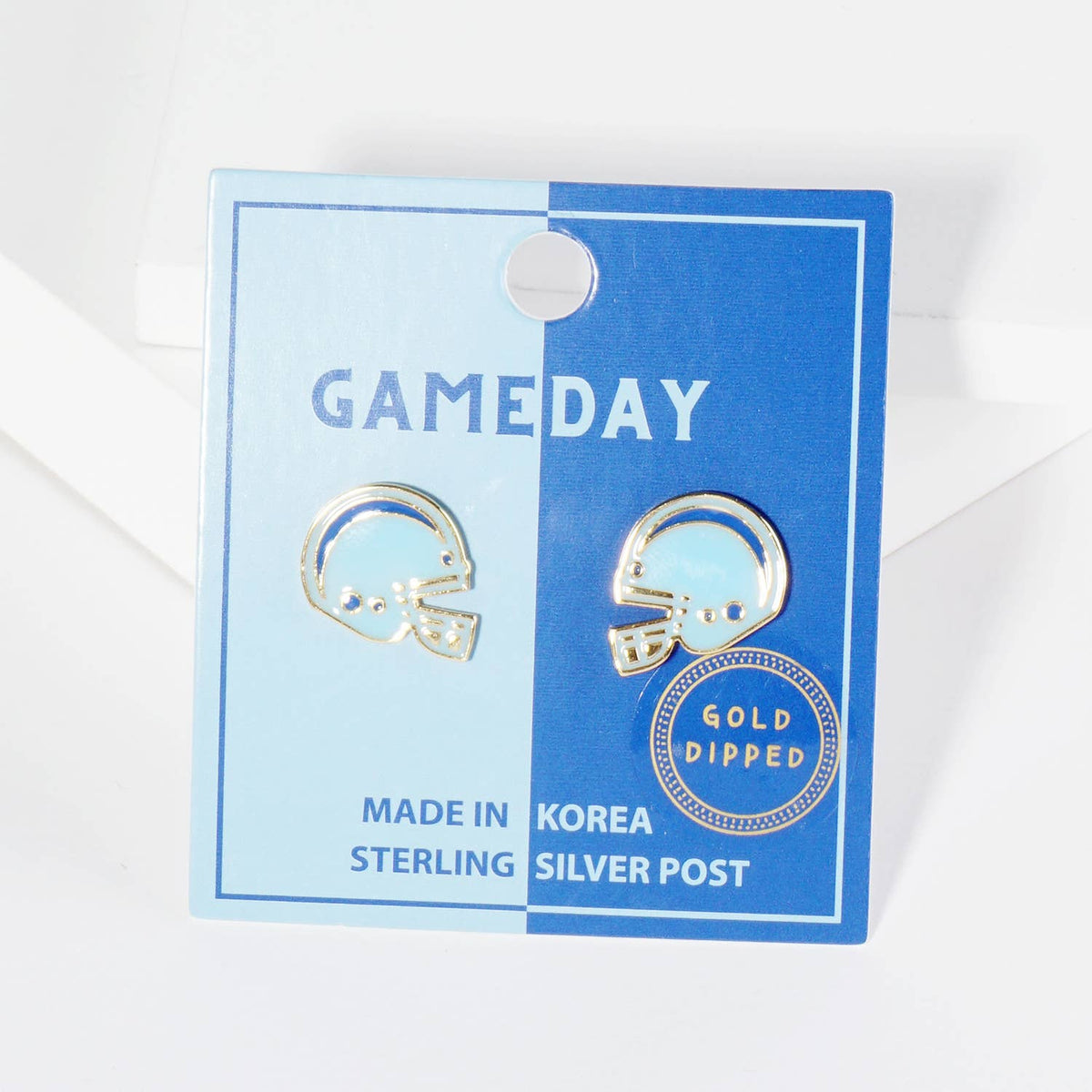 18K Gold Dipped Enamel Football Helmet Game Day Stud Earring