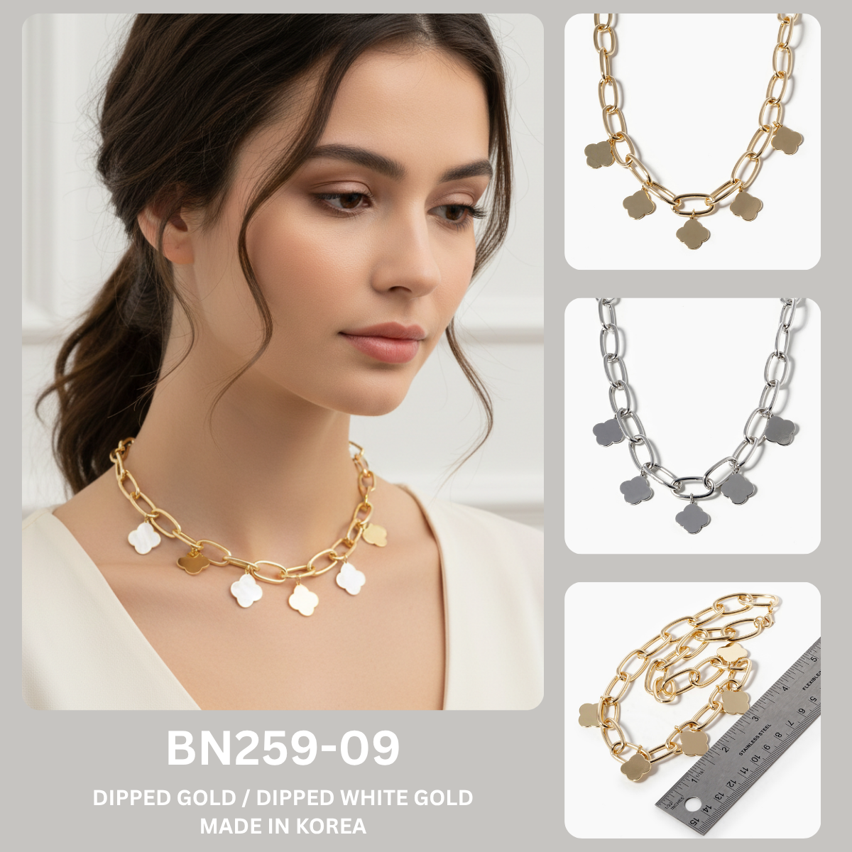 Clover Charm Chunky Chain Necklace