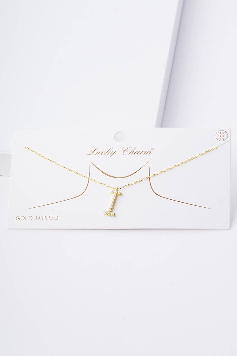 Gold Plated Pearl Initial Necklace