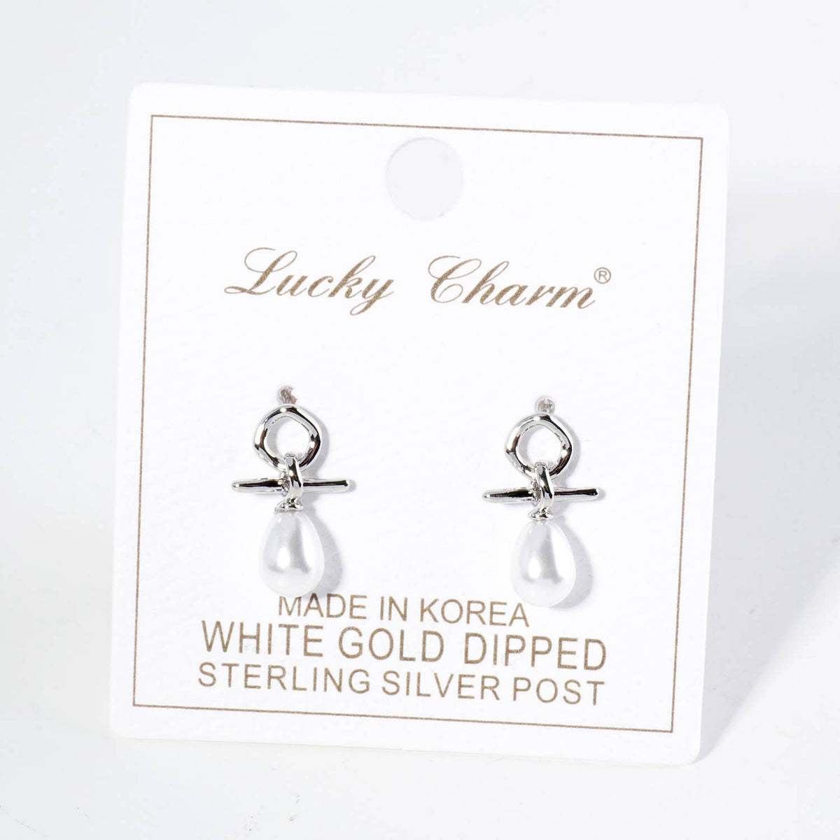 Dainty Teardrop Pearl Drop Post Earrings / 18K Gold Dipped